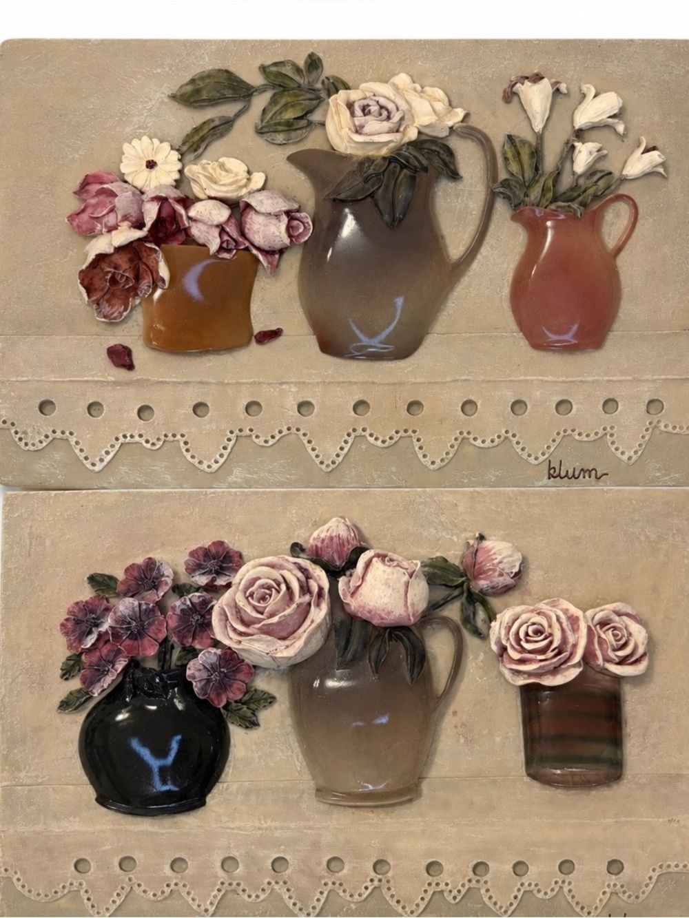 Neutral Floral Vase Wall Art in Beige, Brown and Pink